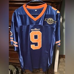 Mens large blue & orange The waterboy inspired #9 Bobby Boucher football jersey